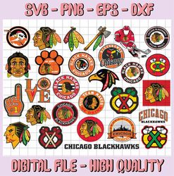 28 Files Chicago Blackhawks Bundle Svg, Blackhawks Svg, NHL svg, NHL svg, hockey, Cut File, Clipart Cricut Explorer Silh