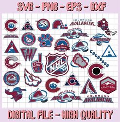 32 Files Colorado Avalanche Bundle Svg, Avalanche Svg, NHL svg, hockey cricut, Download Cut File, Clipart Cricut Explore