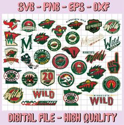34 Files Minnesota Wild Bundle SVG, Minnesota svg, Wild svg, NHL svg, NHL svg, hockey cricut, hockey svg, cut file, png,