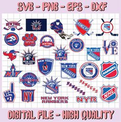 28 Files New York Rangers Bundle Svg, Rangers Svg, NHL svg,NHL svg, hockey cricut, Cut File, Clipart Cricut Explorer Sil
