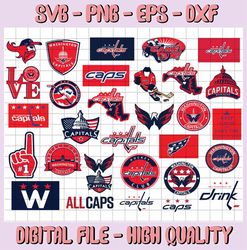 33 Files Washington Capitals Bundle Svg, Capitals Svg, NHL svg, NHL Svg, Hockey cricut, Cut File, Clipart Cricut Explore