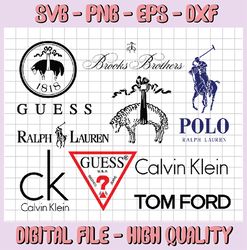 LOGO Fashion brand BUNLDE: Brooks Brothers svg, Calvin Klein svg, Ralph Lauren svg, Tom Ford svg, Guess svg, Polo svg,