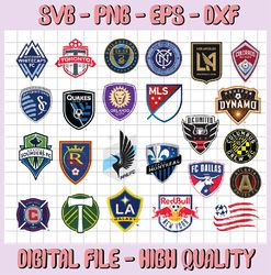MLS Soccer League Logo SVG Bundle Vector Printable Logo Cut Files Clipart Digital Download Silhouette,eps,dxf,png,pdf