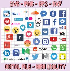 Social media svg, social media icons, social network svg, networks, circle, svgs, logos, file, dxf, clipart, vector, ico