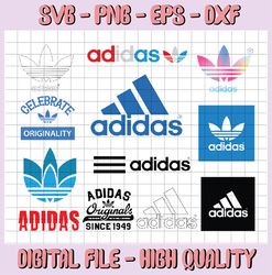 Logo Brand Bundle Svg, Fashion Brand Svg, logo Silhouette Svg File Cut Digital Download Adidas Logo Bundle Svg