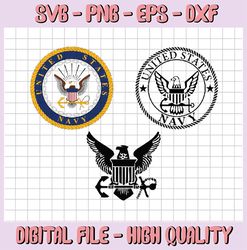 US Navy vector svg, eps, dxf, png high res, jpg, pdf, webp Cricut & Silhouette Cut Files Digital Download Active