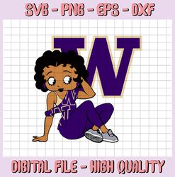 Betty Boop With Washington Huskies PNG File, NCAA png, Sublimation ready, png files for sublimation, Sublimation design