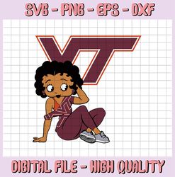 Betty Boop With Virginia Tech Hokies Football PNG File, NCAA png, Sublimation ready, Sublimation design download