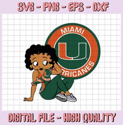 Betty Boop With Miami Hurricanes PNG File, NCAA png, Sublimation ready, Sublimation design download -