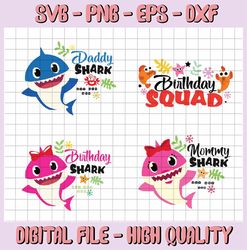 Birthday Shark Girl SVG, Cricut Cut files, Shark Family doo doo doo Vector EPS, Silhouette DXF, Design for tsvg , clothe