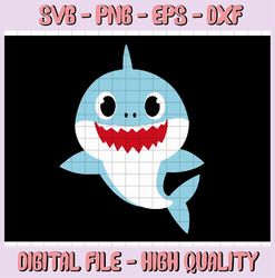 Baby Shark SVG, Cricut Cut files, Shark Family doo doo doo Vector EPS, Silhouette DXF, Design for tsvg ha62