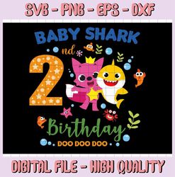 shark 2nd birthday svg, boy birthday shark svg dxf eps, boy second birthday clipart, two year old, baby, shark,ha82
