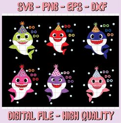Baby Shark Family doo doo doo SVG Vector EPS, Silhouette DXF, Design for tsvg , clothes, Sea World
