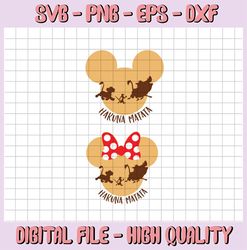 Hakuna Matata Girl Mouse Head transparent Svg Pngfile, file for sublimation, girl mouse ears design, family design