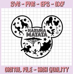 Mickey outline Lion King Hakuna Matata svg, png, dxf, Cartoon svg, Disney svg, png, dxf, cricut
