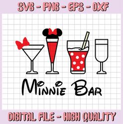 Minnie bar svg Disney drinks Minnie mouse bar Minnie wine glass Cut file Design Vector Icon Jpg File Cricut Digital file