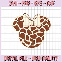 Minnie Giraffe SVG, Giraffe Mickey and Minnie Head SVG, dxf, png,eps, mickey animal print svg, giraffe mickey svg, Anima