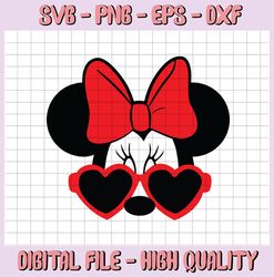 Disney Minnie Mouse Face SVG, Heart Glasses, Cricut Files Disney, Cute Minnie, PNG Files Svg Files for Silhouette, Micke