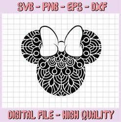 Mickey Mouse SVG, Minnie Mouse SVG, Mickey Head, Minnie Bow, Mandala, Tsvg Svg Design, For Cricut, For Silhouette, Cut F
