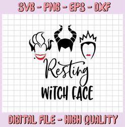 Resting Witch Face svg, Ursula Maleficent Evil Queen Funny Halloween svg, Women Halloween svg svg file, Witch Cut File,