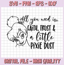 All you need is faith, trust and a little pixie dust svg, Tinkerbell svg, Fairy svg, Funny svg, Disney SVG, Disney quote
