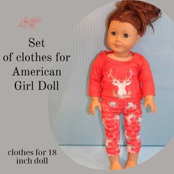 Handmade American Girl Doll Christmas pajamas and soft toy for doll – Christmas gift for granddaughter