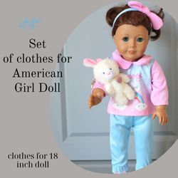 Handmade American Girl Doll Outfit for sleeping – baby born clothes - pajamas for 18 inch doll – gift from grandmother