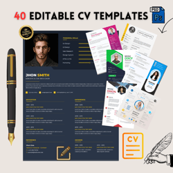 Professional CV Templates: 40 Editable Designs for Success