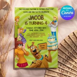 Scooby Doo Birthday Invitation, Scooby Doo Birthday Party, Scooby Doo Birthday Party Invitation Canva Editable