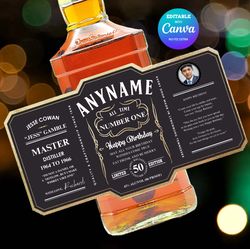 Jack Daniel's Master Distiller Bottle Label Canva editable and printable Instant download