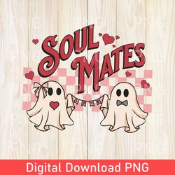Funny Valentine Ghost Couple PNG, Soul Mates Funny Valentines Day PNG, Retro Style Ghost Aesthetic, Gothic Vibe Heart