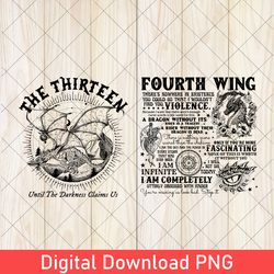 Retro Fourth Wing Double-Sided PNG, Basgiath War College, Basgiath War College Gift, Fourth Wing PNG, Bookish Dragon PNG