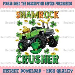 St Patricks Day Monster Truck Boys Toddler Shamrock Crusher Png, St. Patricks Day Png, Monster Truck Png, Shamrock Png,