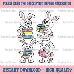 PNG ONLY Bunny Reading Books Easter Rabbit Bookworm Spring Png, Little Bunny Student Png, Easter Day Png, Digital Downlo