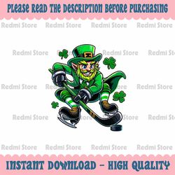 PNG ONLY Hockey St Patricks Day Leprechaun Shamrock Clovers Png, Lucky Hockey Shamrock Png, Patrick's Day Png, Digital D