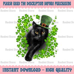 PNG ONLY St Patrick Day Black Cat Png, 3 Leaf Clover, Kitten Lover Irish Png, St Patricks Day Png, Digital Download