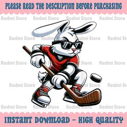 PNG ONLY Boys Happy Easter BunnyPlaying Hockey Png, Easter Sport Png, Easter Day Png, Digital Download