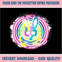 Bunny Psycho Rabbit Png, Bunny Easter Day Png, Bleached Rabbit Skull Png, Tie Dye Bunny Psychedelic Bunnies Psycho, East