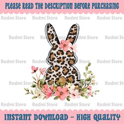 Bunny Floral Leopard Cute Easter Day Png, Leopard Bunny Png, Sublimation Design, Easter Day Png, Floral Leopard Easter