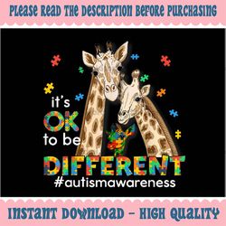 Autism Awareness It's Ok To Be Different Png, Autism Awareness Png, Autism Puzzle Giraffe Png, Easter Day, Digital Downl
