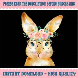 Cute Bunny Leopard Sunglasses Flowers Png, Cute Leopard Bunny Png, Cute Bunny Png, Easter Day, Digital Download