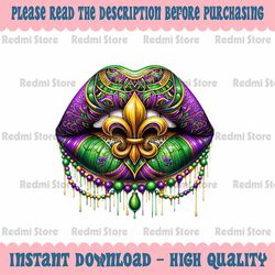 PNG ONLY Mardi Gras Lips Queen Png, Carnival Fleur De Lis Louisiana Png, Mardi Gras Png, Digital Download