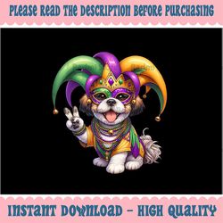 PNG ONLY Peace Sign Hand Shih Tzu Mardi Gras Png, Mardi Gras Shih Tzu Png, Mardi Gras Dog Png, Digital Download