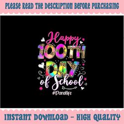 PNG ONLY Tie Dye Happy 100th Day Of School Para Life Png, Retro 100 days Leopard Png, Digital Download