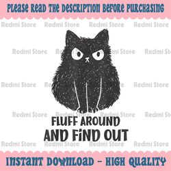 Funny Cat Fluff Around and Find Out Png, Cat Lover Png, Black Cat Quote Png, Digital Download