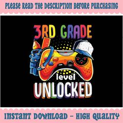 Gamer Back To School Png, Gamepad 3rd Third Grade Level Unlocked Png, Back To School Png, Digital Download