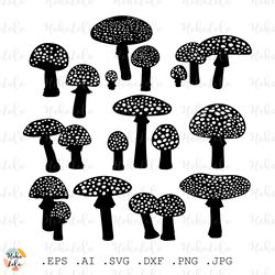 Fly Agaric Svg, Fly Agaric Silhouette, Fly Agaric Cricut, Fly Agaric Stencil Templates Dxf, Fly Agaric Clipart Png