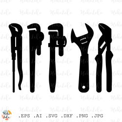 Adjustable Wrench Svg, Adjustable Wrench Silhouette, Cricut Svg, Adjustable Wrench Stencil Templates Dxf, Clipart Png