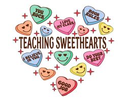 Teaching Sweetheart PNG, Candy Heart Smiley Face PNG, Teacher Valentine Digital Download, Teacher Life Sublimation