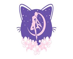 Cute Moon Cat And Sailor Anime Svg, Animal Svg, Cute Moon Cat Svg, Sailor Anime Svg, Cute Cat Svg,